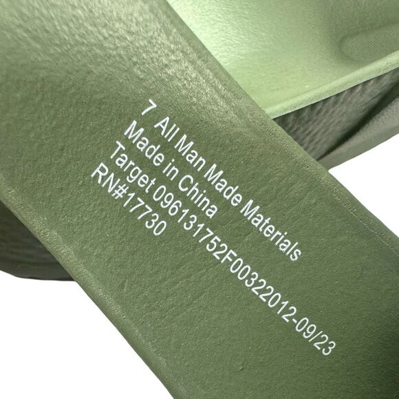 Shade & Shore Neida EVA Two Band Footbed Slide Sandals - Size 7 - Olive Green - Picture 6 of 8